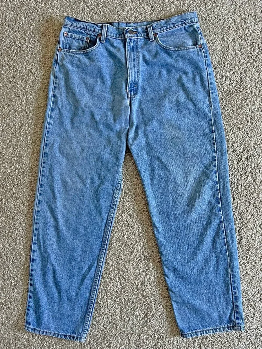 Vintage Levi's 555 Relaxed Fit Straight Leg Jeans Mens 38X30 Blue 90s Denim